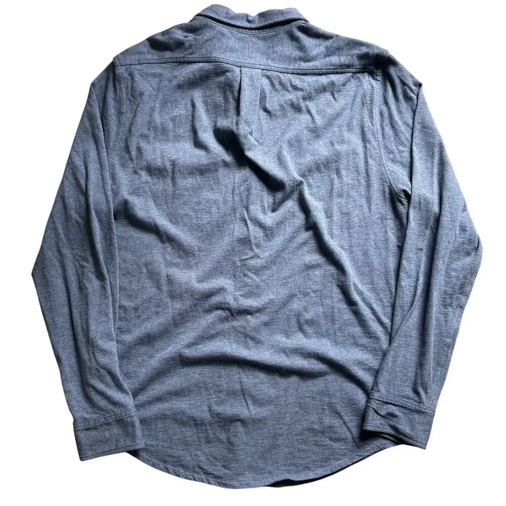 J. Crew Knit Goods Slub Cotton Yarns Casual Button Down Polo Men’s Large Blue